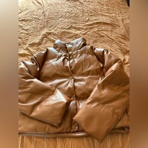 Target faux leather puffer coat